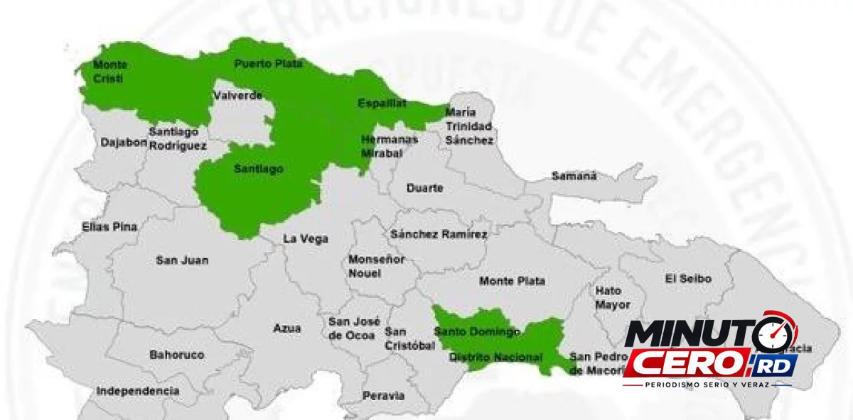 COE reduce alerta a cinco provincias y el Distrito Nacional