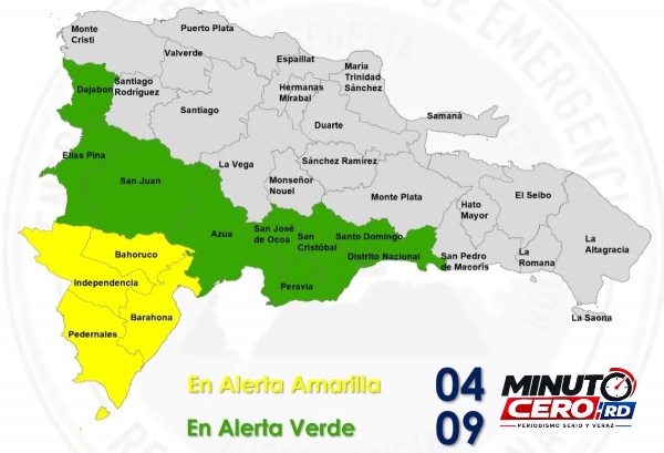 COE coloca 13 provincias en alerta por lluvias de vaguada