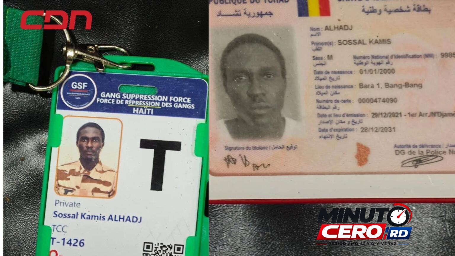 El soldado chadiano Sossal Kamis Alhadj está con su unidad, según la GSF