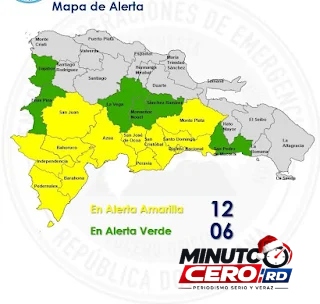 COE eleva alerta amarilla a 12 demarcaciones; 412 personas afectadas